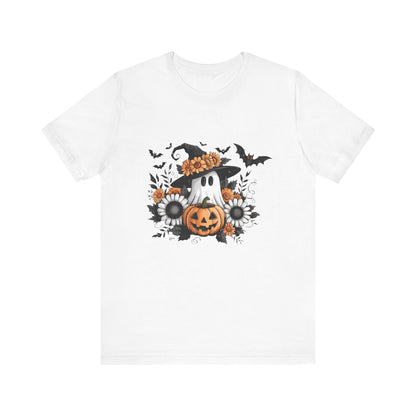Funny Ghost Pumpkin Shirt, Boho Ghost Shirt, Soft floral ghost - Popbydesign
