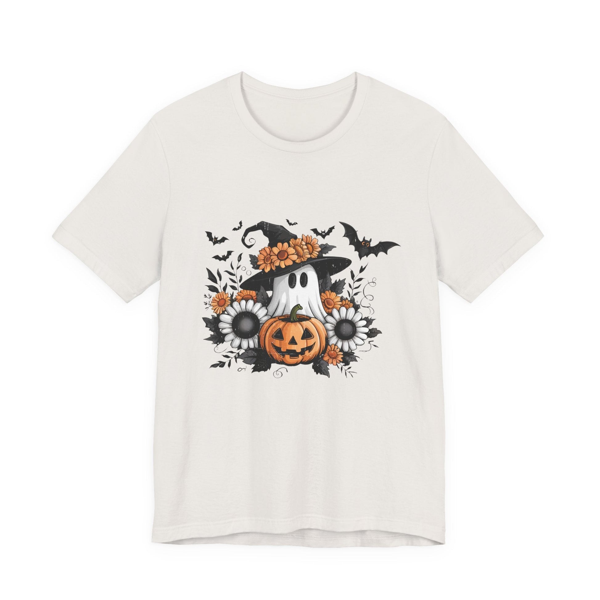 Funny Ghost Pumpkin Shirt, Boho Ghost Shirt, Soft floral ghost - Popbydesign