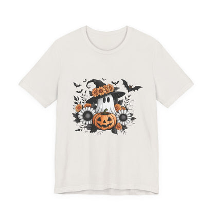 Funny Ghost Pumpkin Shirt, Boho Ghost Shirt, Soft floral ghost - Popbydesign