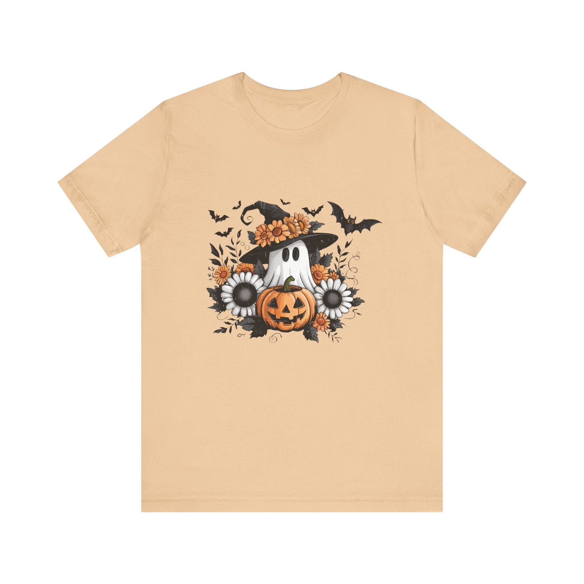 Funny Ghost Pumpkin Shirt, Boho Ghost Shirt, Soft floral ghost - Popbydesign