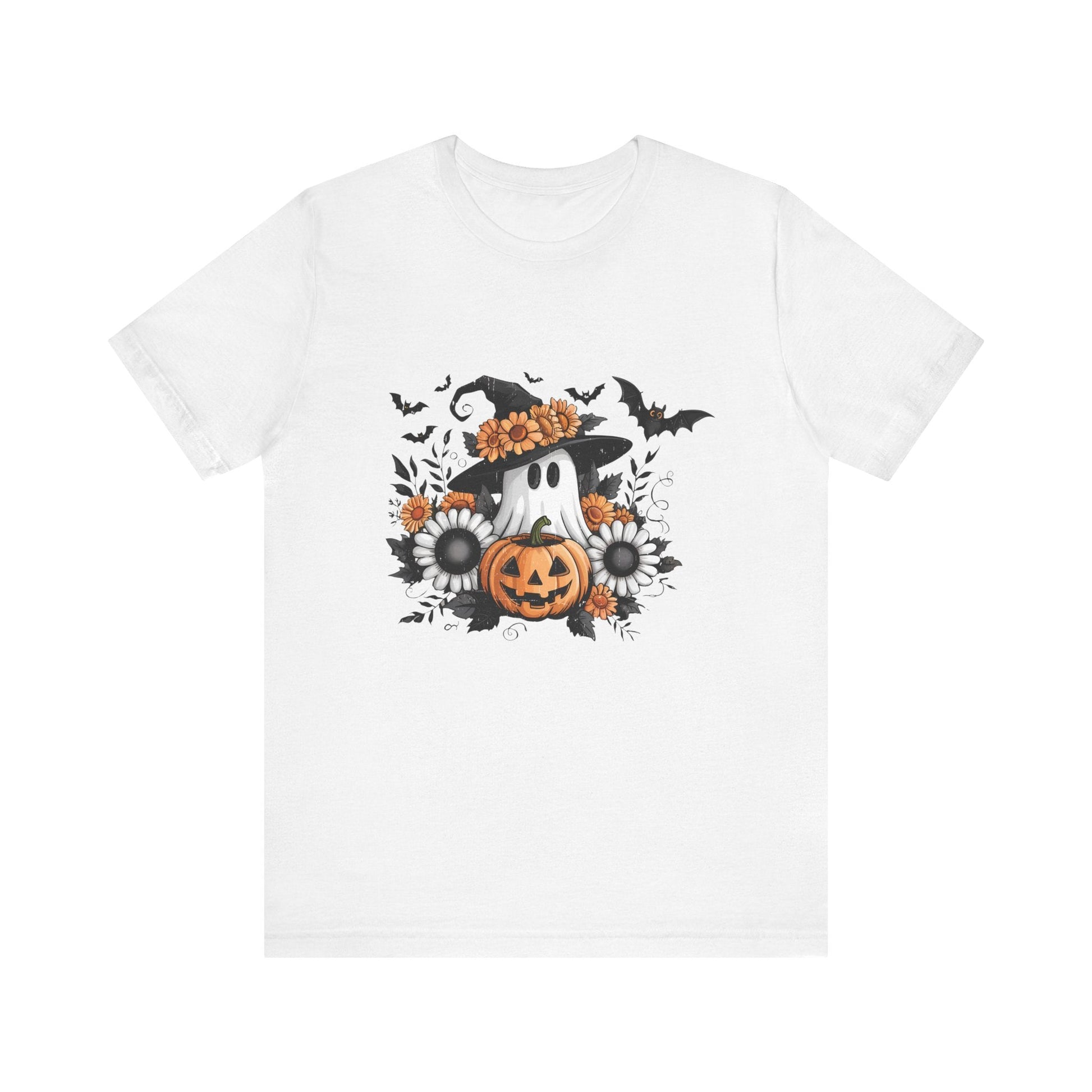Funny Ghost Pumpkin Shirt, Boho Ghost Shirt, Soft floral ghost - Popbydesign