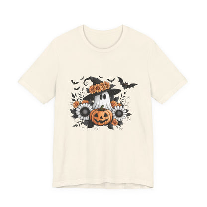Funny Ghost Pumpkin Shirt, Boho Ghost Shirt, Soft floral ghost - Popbydesign