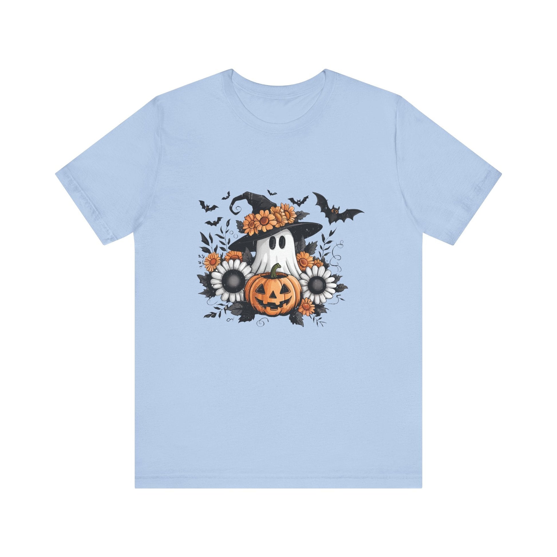 Funny Ghost Pumpkin Shirt, Boho Ghost Shirt, Soft floral ghost - Popbydesign