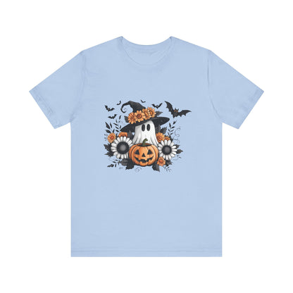 Funny Ghost Pumpkin Shirt, Boho Ghost Shirt, Soft floral ghost - Popbydesign