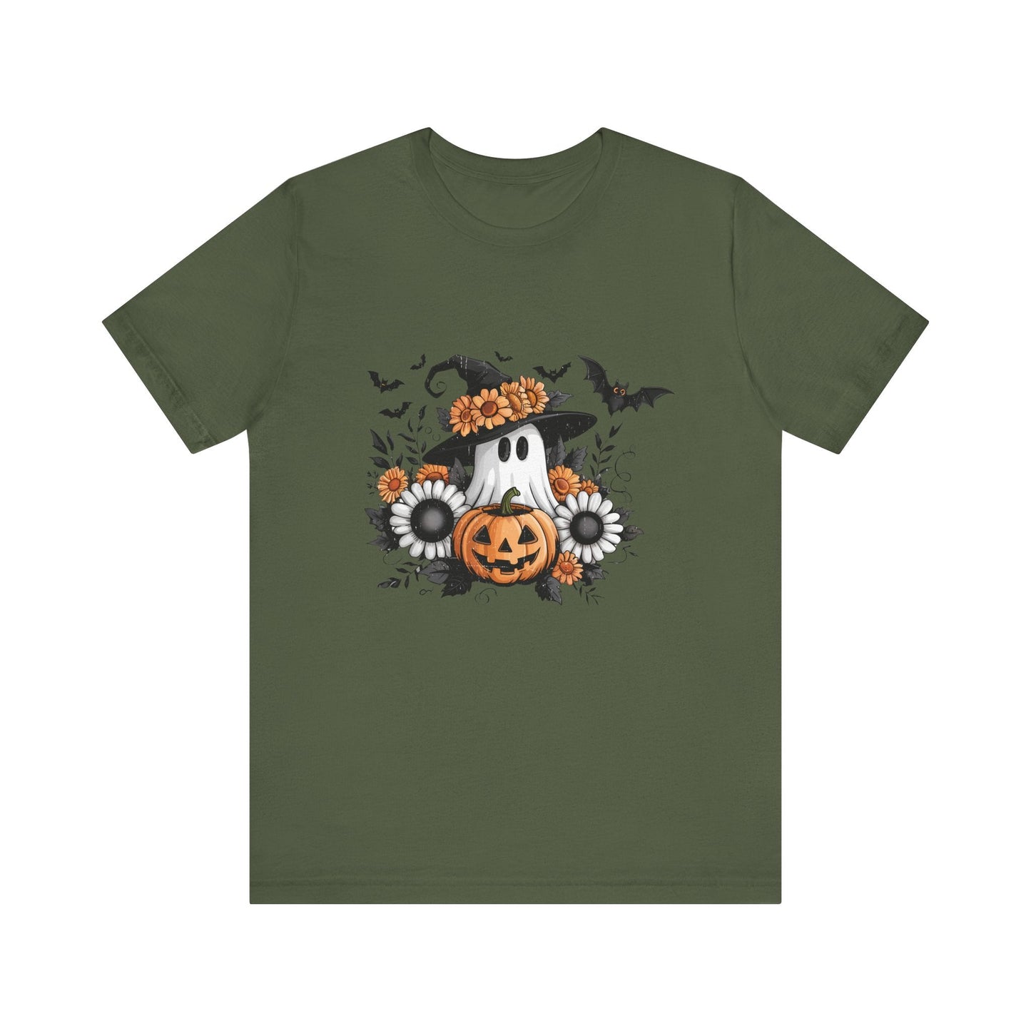 Funny Ghost Pumpkin Shirt, Boho Ghost Shirt, Soft floral ghost - Popbydesign