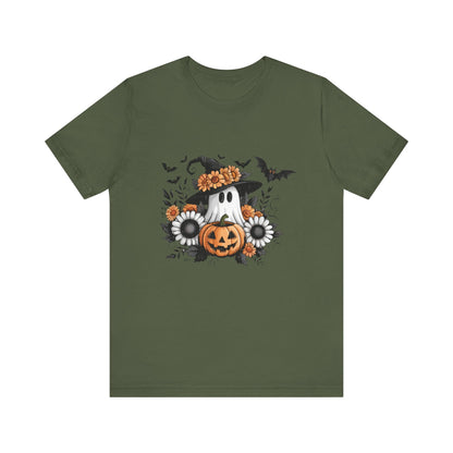 Funny Ghost Pumpkin Shirt, Boho Ghost Shirt, Soft floral ghost - Popbydesign