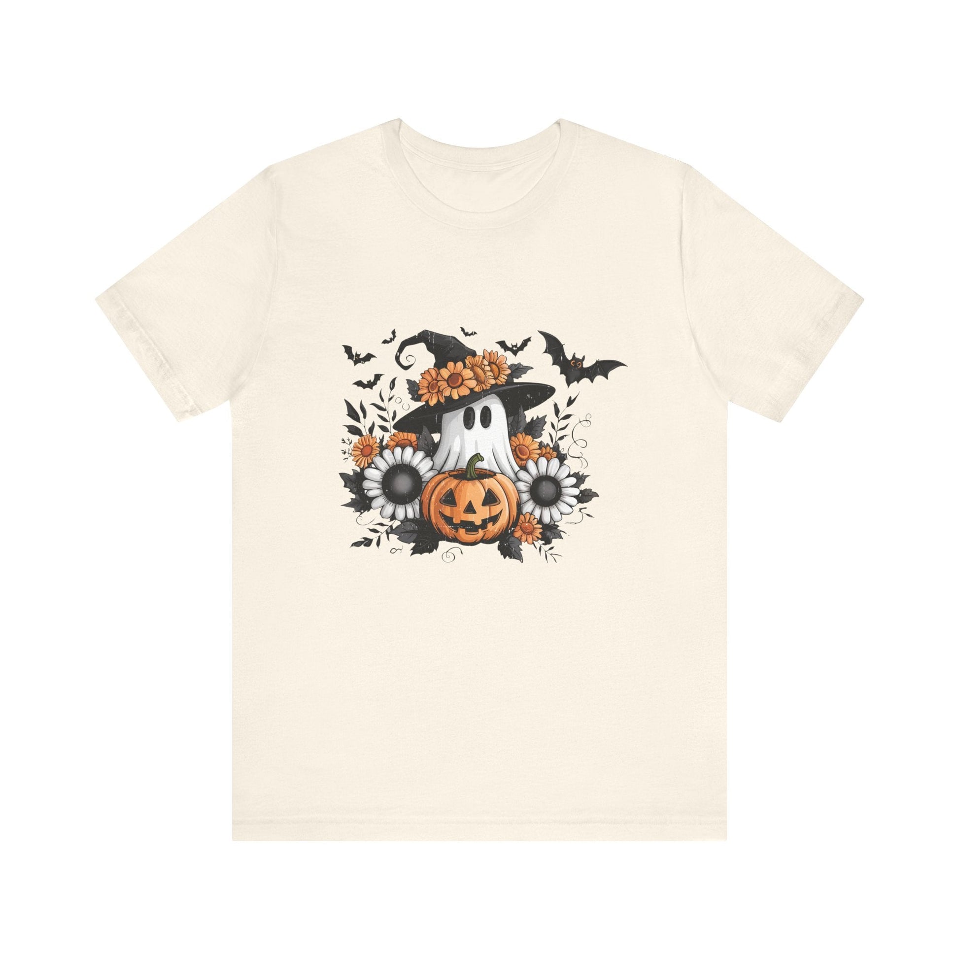 Funny Ghost Pumpkin Shirt, Boho Ghost Shirt, Soft floral ghost - Popbydesign