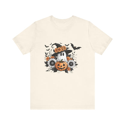 Funny Ghost Pumpkin Shirt, Boho Ghost Shirt, Soft floral ghost - Popbydesign