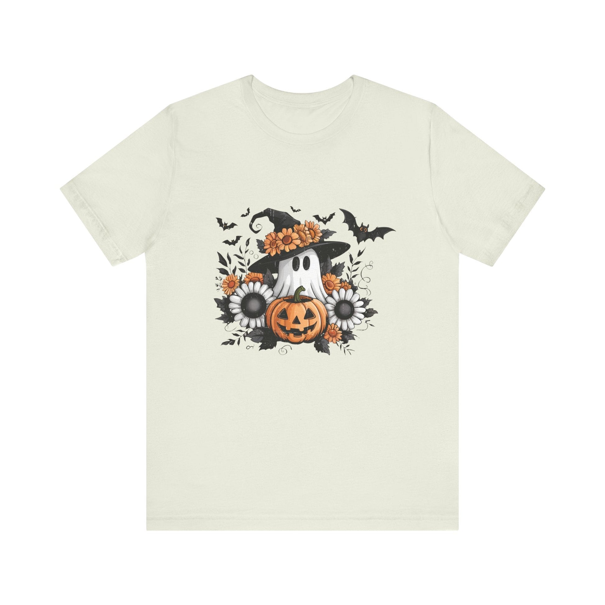 Funny Ghost Pumpkin Shirt, Boho Ghost Shirt, Soft floral ghost - Popbydesign