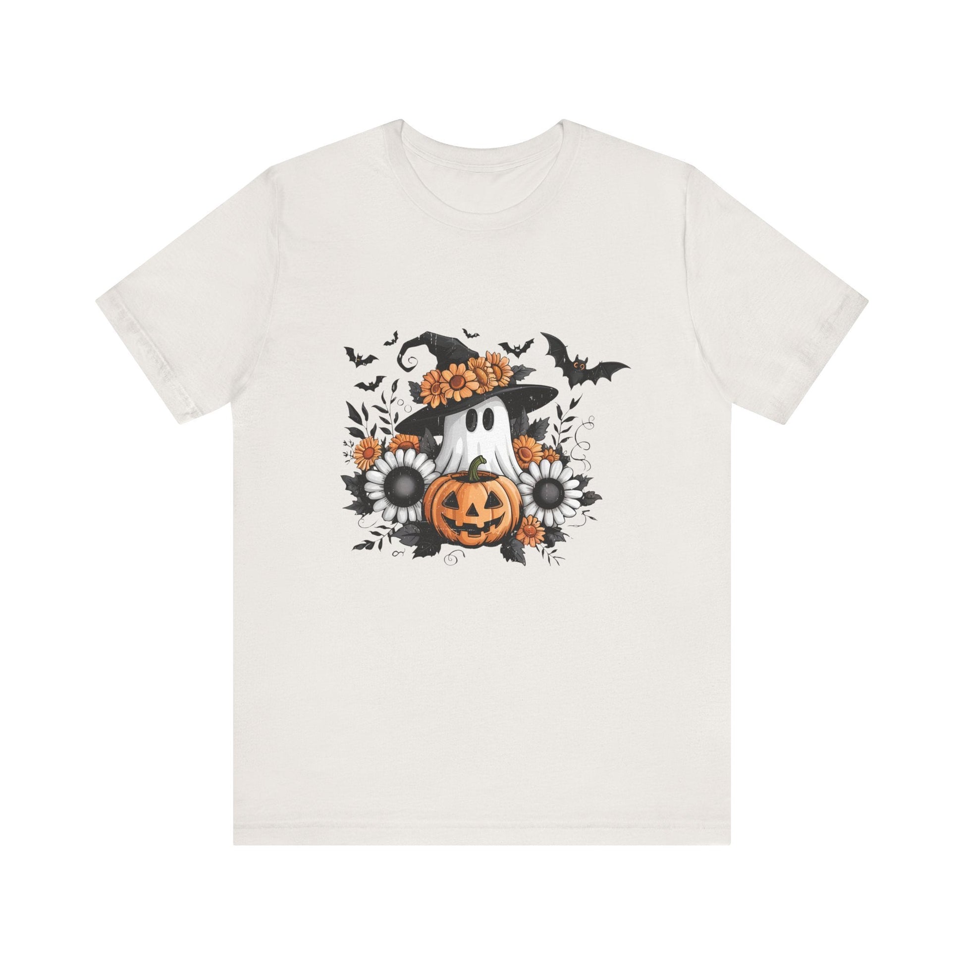Funny Ghost Pumpkin Shirt, Boho Ghost Shirt, Soft floral ghost - Popbydesign