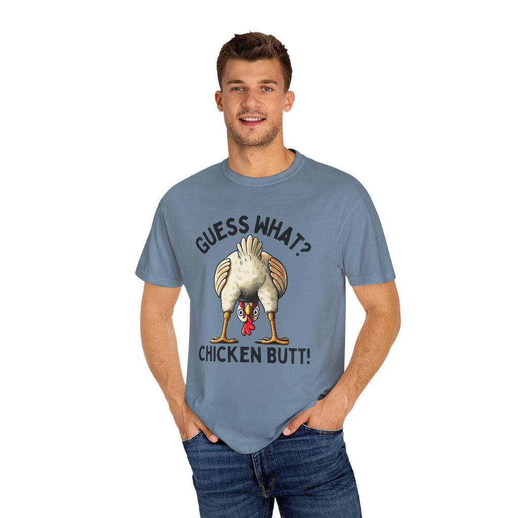 Funny Guess What Chicken Butt Humorous Chicken Lover Tee by Printify