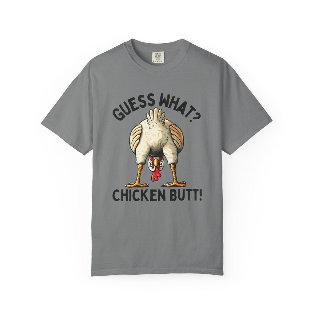 Funny Guess What Chicken Butt Humorous Chicken Lover Tee by Printify