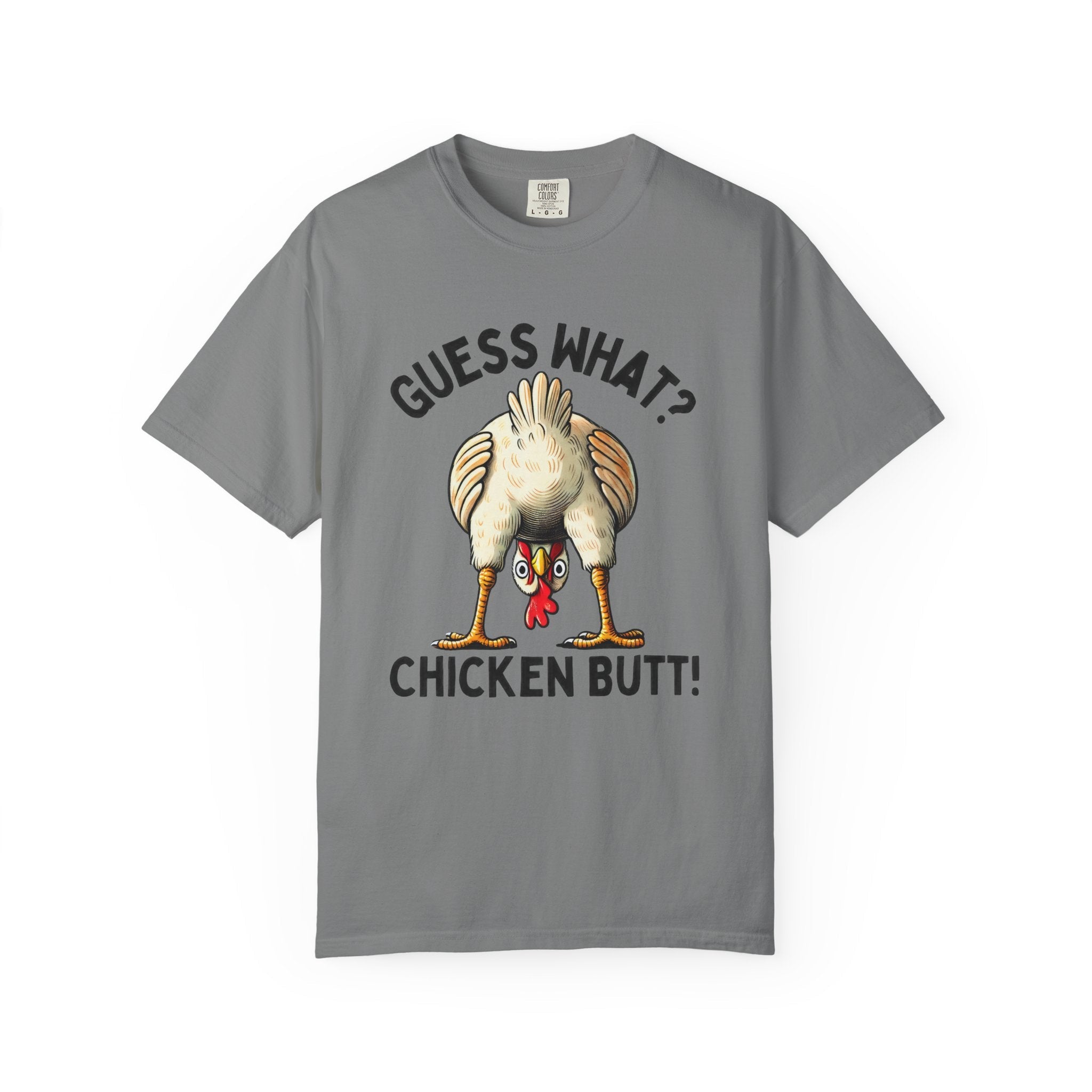 Funny Guess What Chicken Butt Humorous Chicken Lover Tee by Printify