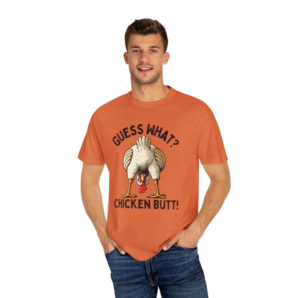 Funny Guess What Chicken Butt Humorous Chicken Lover Tee by Printify