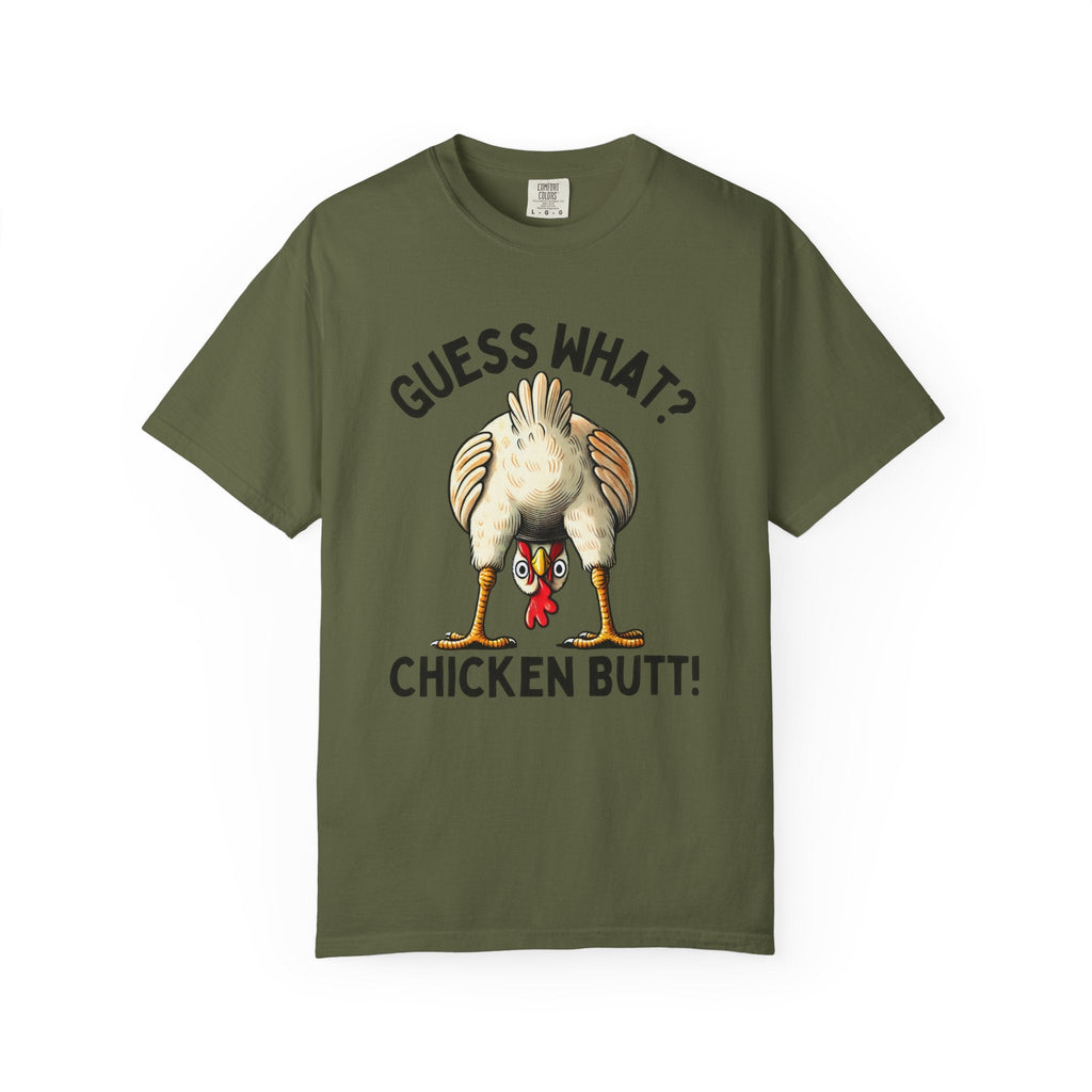 Funny Guess What Chicken Butt Humorous Chicken Lover Tee by Printify