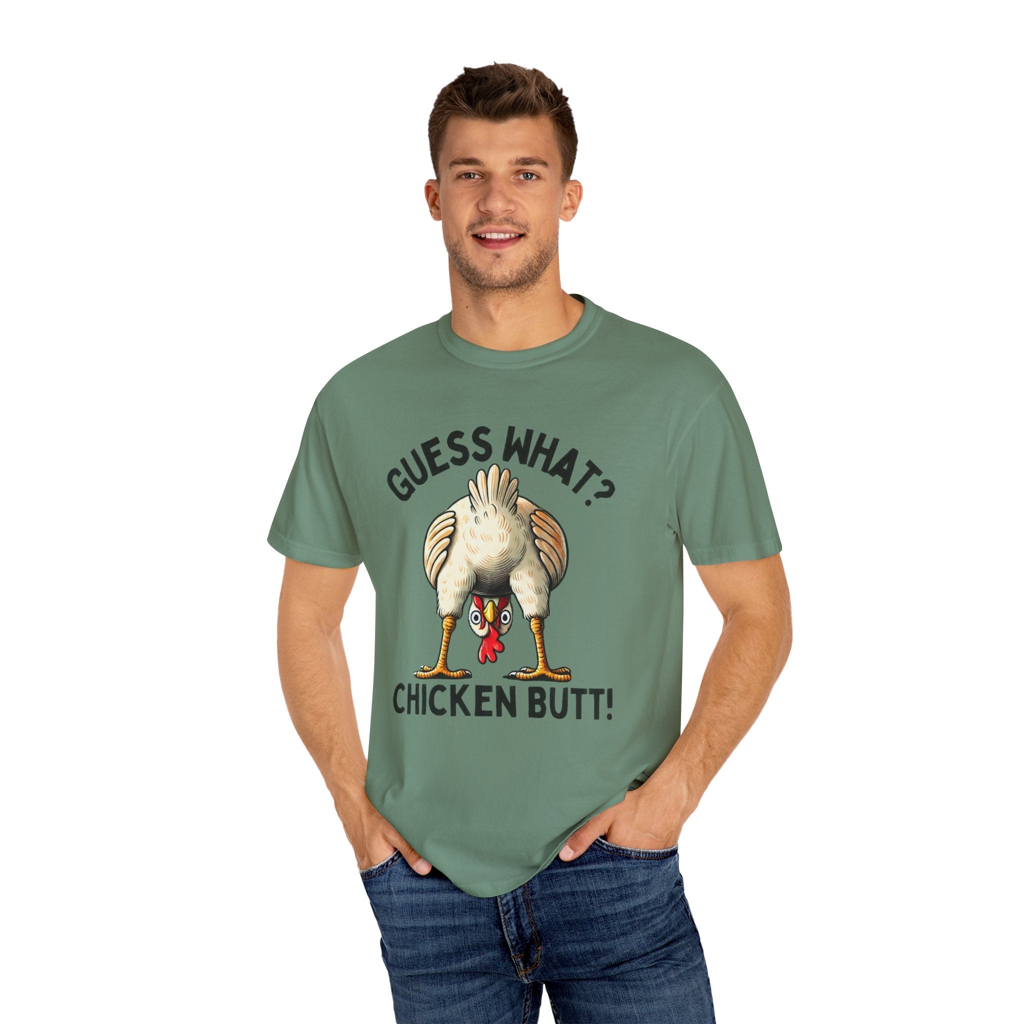 Funny Guess What Chicken Butt Humorous Chicken Lover Tee by Printify