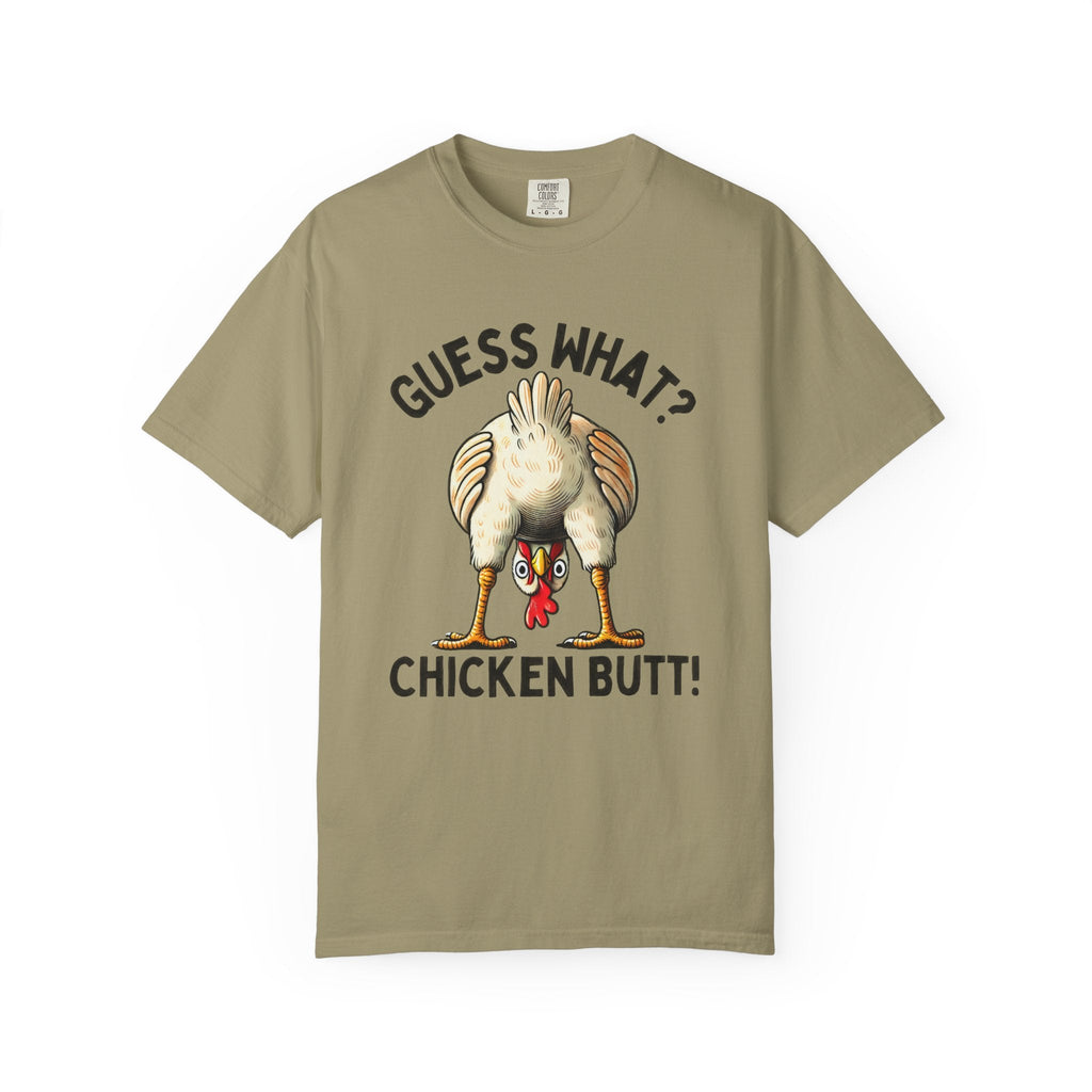 Funny Guess What Chicken Butt Humorous Chicken Lover Tee by Printify