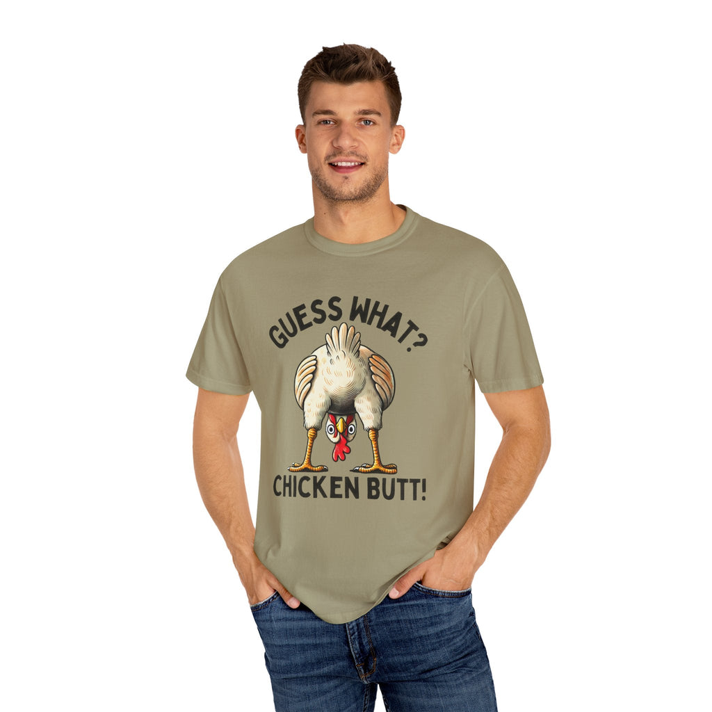 Funny Guess What Chicken Butt Humorous Chicken Lover Tee by Printify