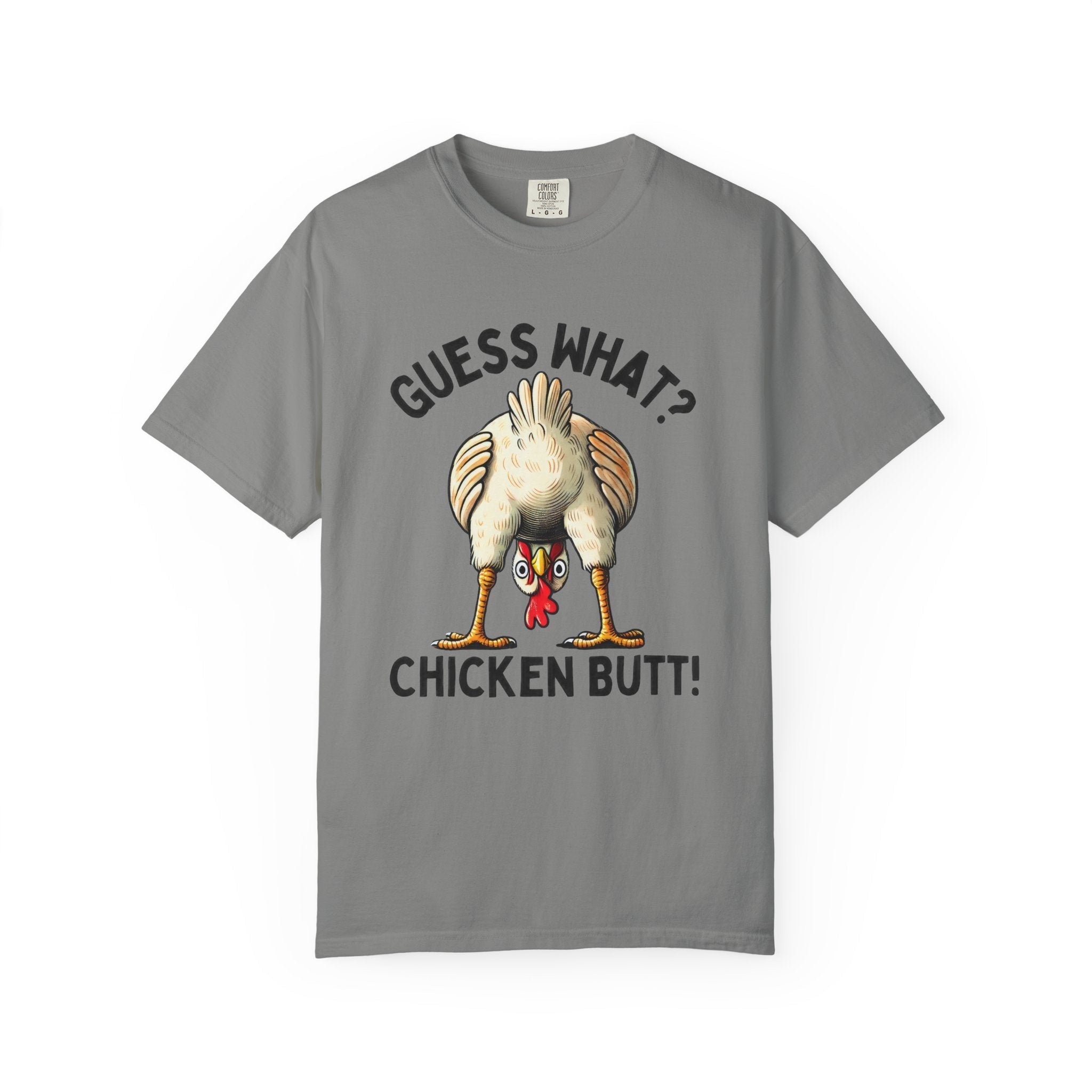 Funny Guess What Chicken Butt Humorous Chicken Lover Tee by Printify