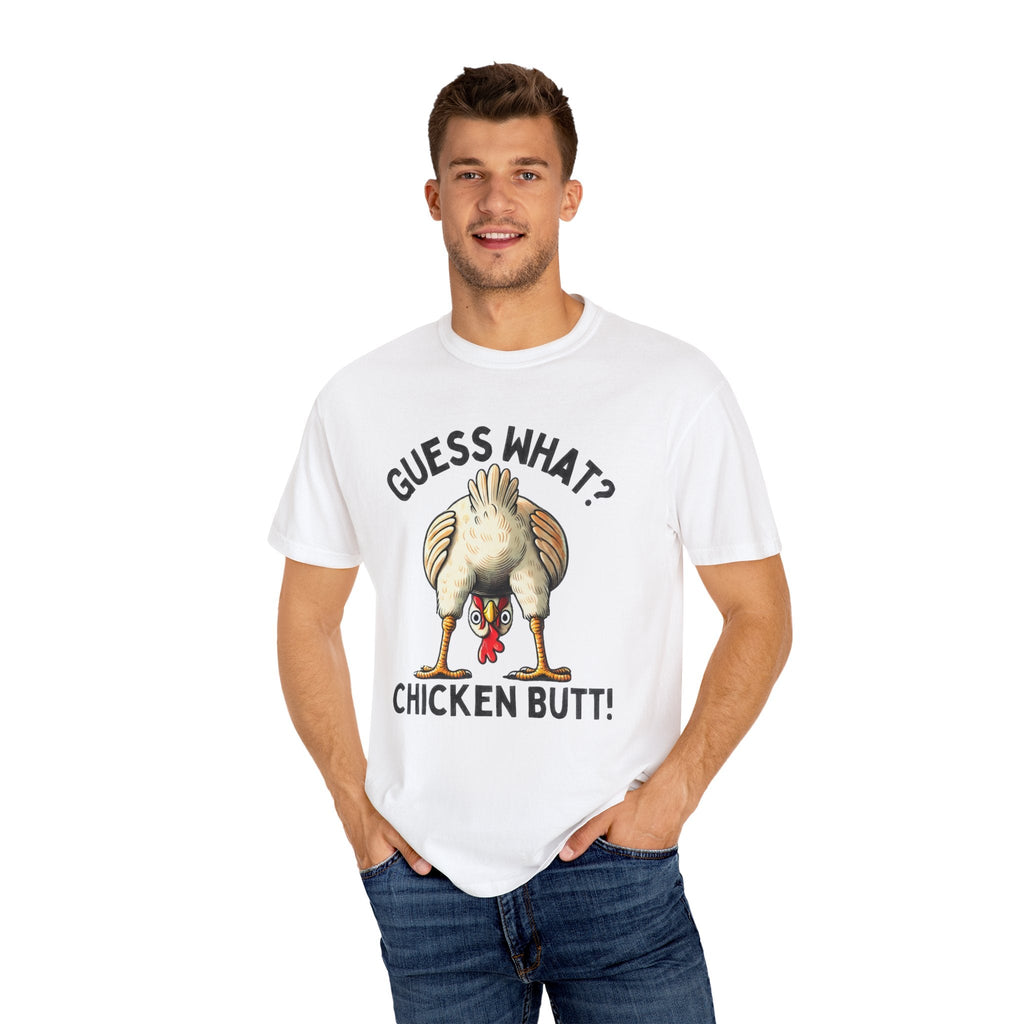 Funny Guess What Chicken Butt Humorous Chicken Lover Tee by Printify