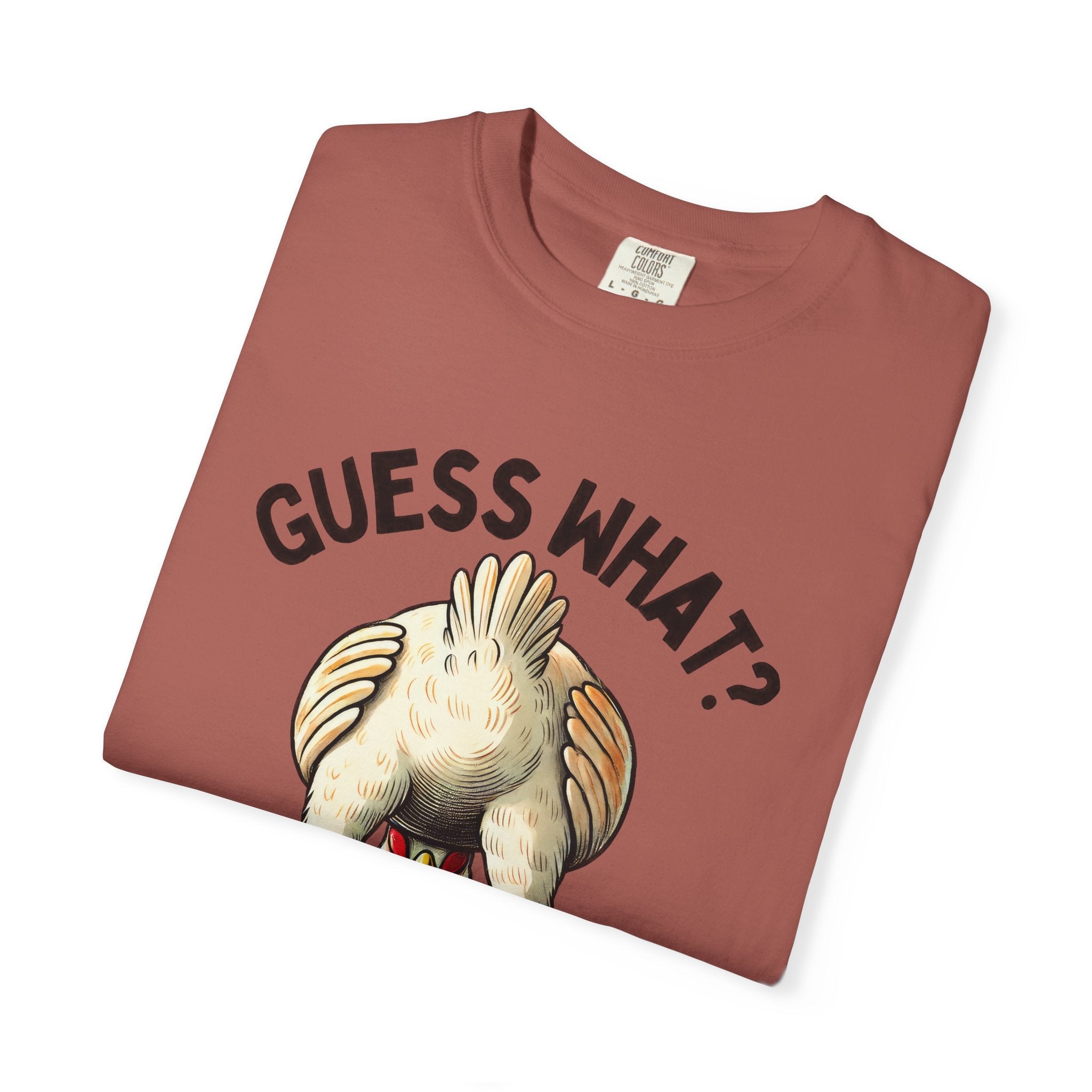 Funny Guess What Chicken Butt Humorous Chicken Lover Tee by Printify