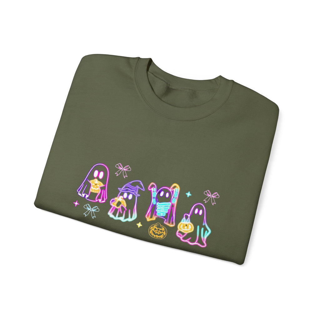 Ghost Neon Halloween Sweatshirt, Halloween Party Sweater by PopCultureByDesign36