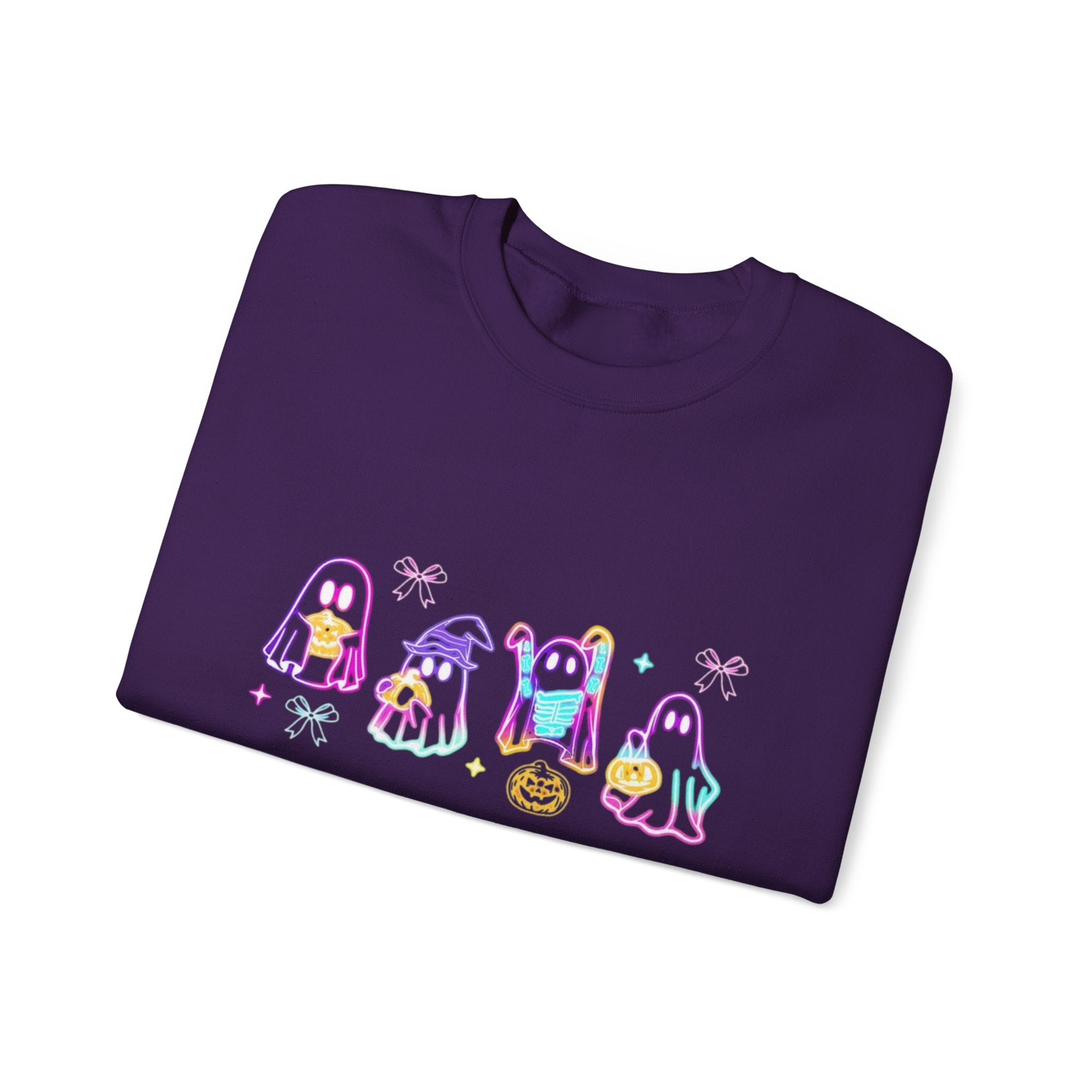 Ghost Neon Halloween Sweatshirt, Halloween Party Sweater by PopCultureByDesign36