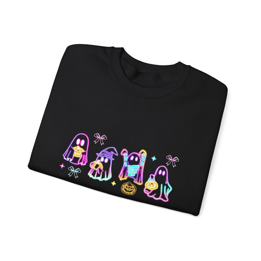 Ghost Neon Halloween Sweatshirt, Halloween Party Sweater by PopCultureByDesign36