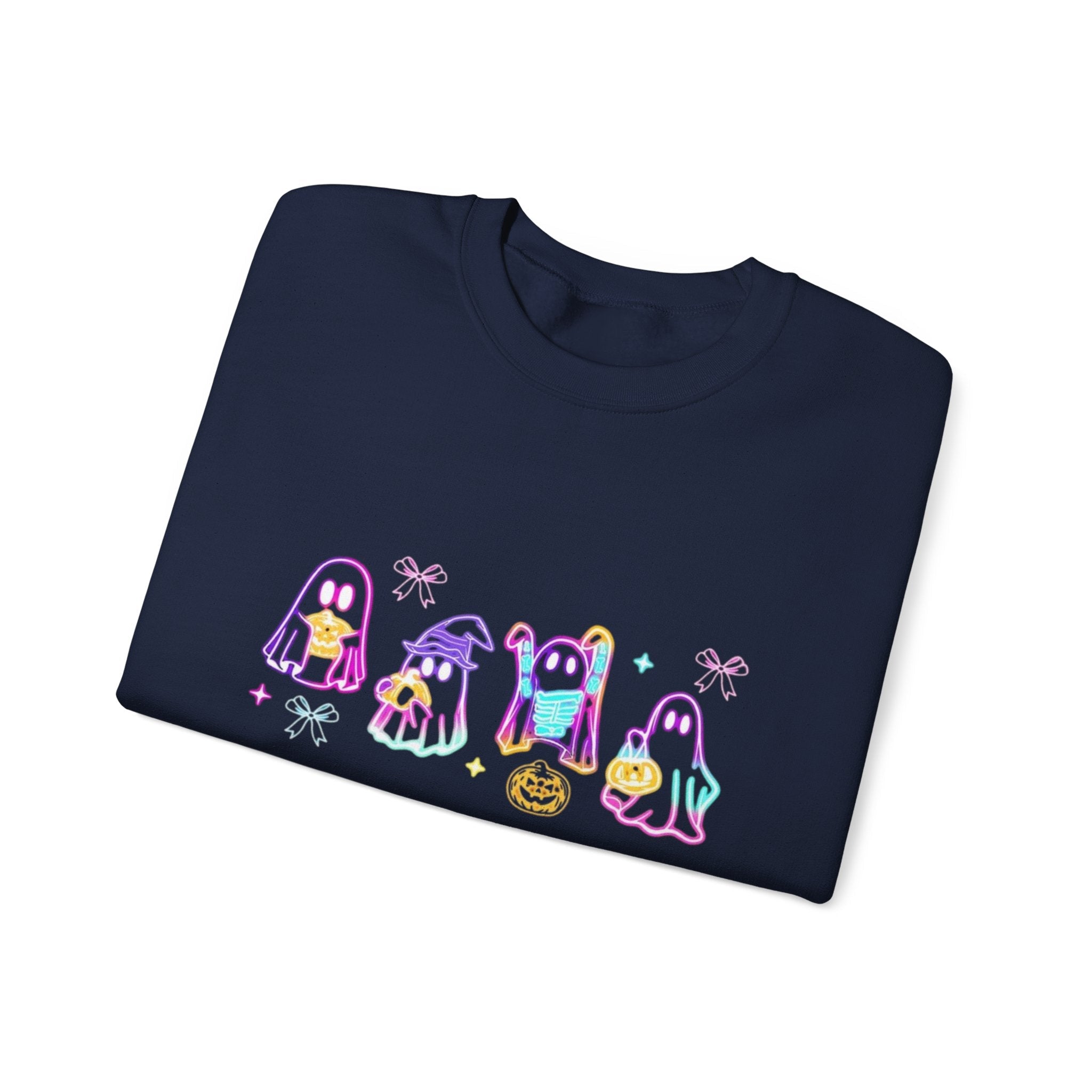 Ghost Neon Halloween Sweatshirt, Halloween Party Sweater by PopCultureByDesign36