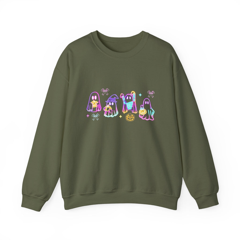 Ghost Neon Halloween Sweatshirt, Halloween Party Sweater by PopCultureByDesign36
