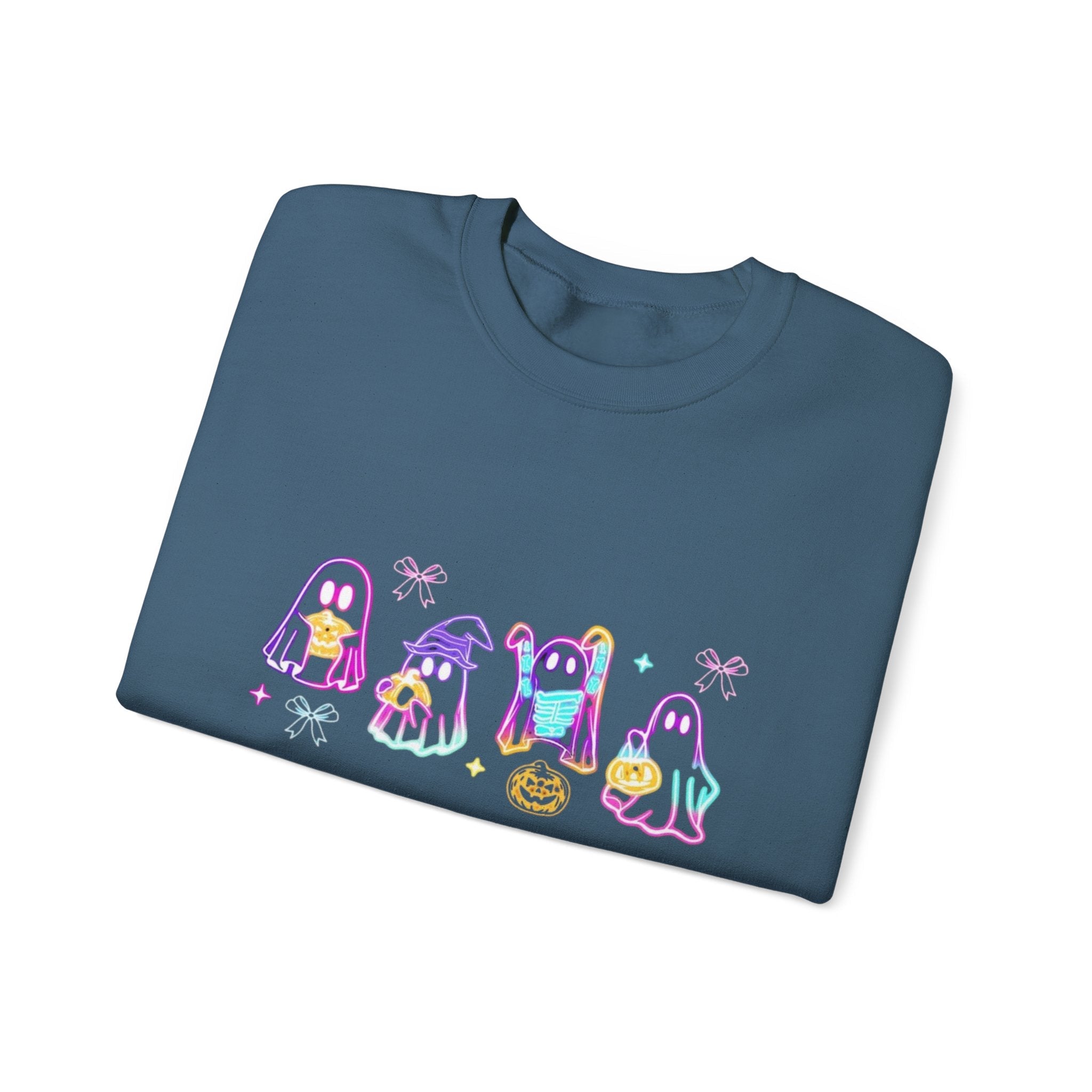 Ghost Neon Halloween Sweatshirt, Halloween Party Sweater by PopCultureByDesign36
