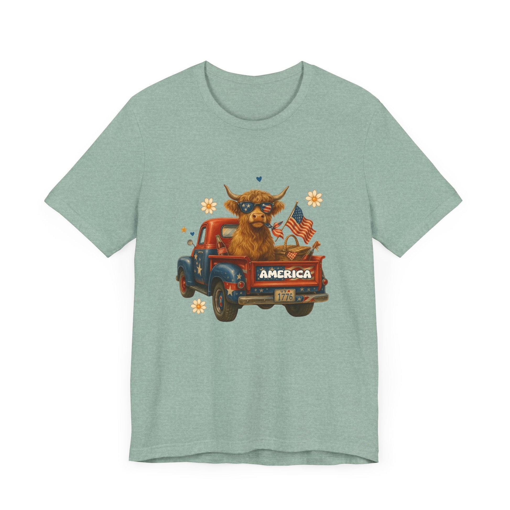 Highland Cow Fourth of July Funny Shirt, Scotland Farm Gift - Popbydesign