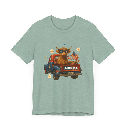 Highland Cow Fourth of July Funny Shirt, Scotland Farm Gift - Popbydesign