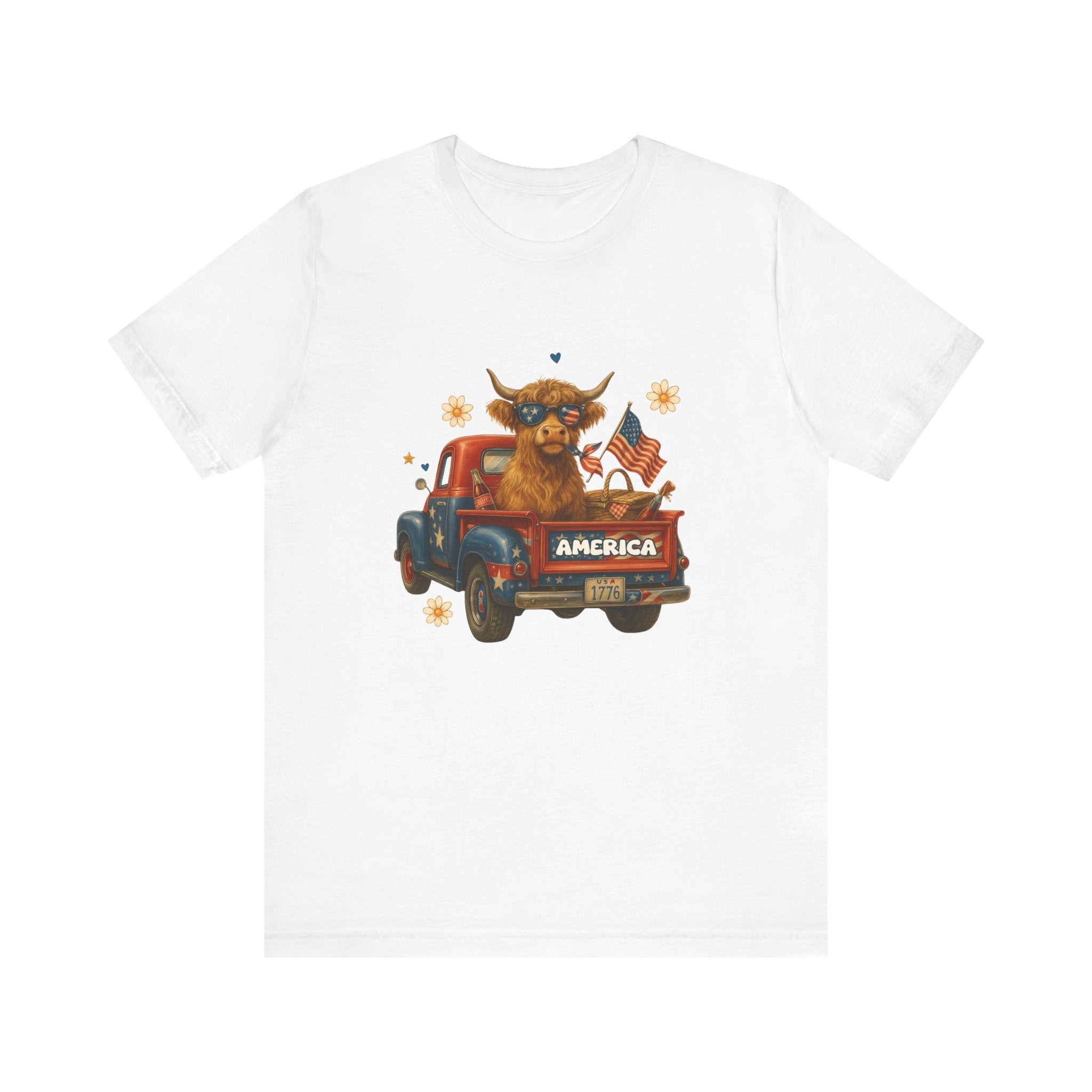 Highland Cow Fourth of July Funny Shirt, Scotland Farm Gift by PopCultureByDesign36