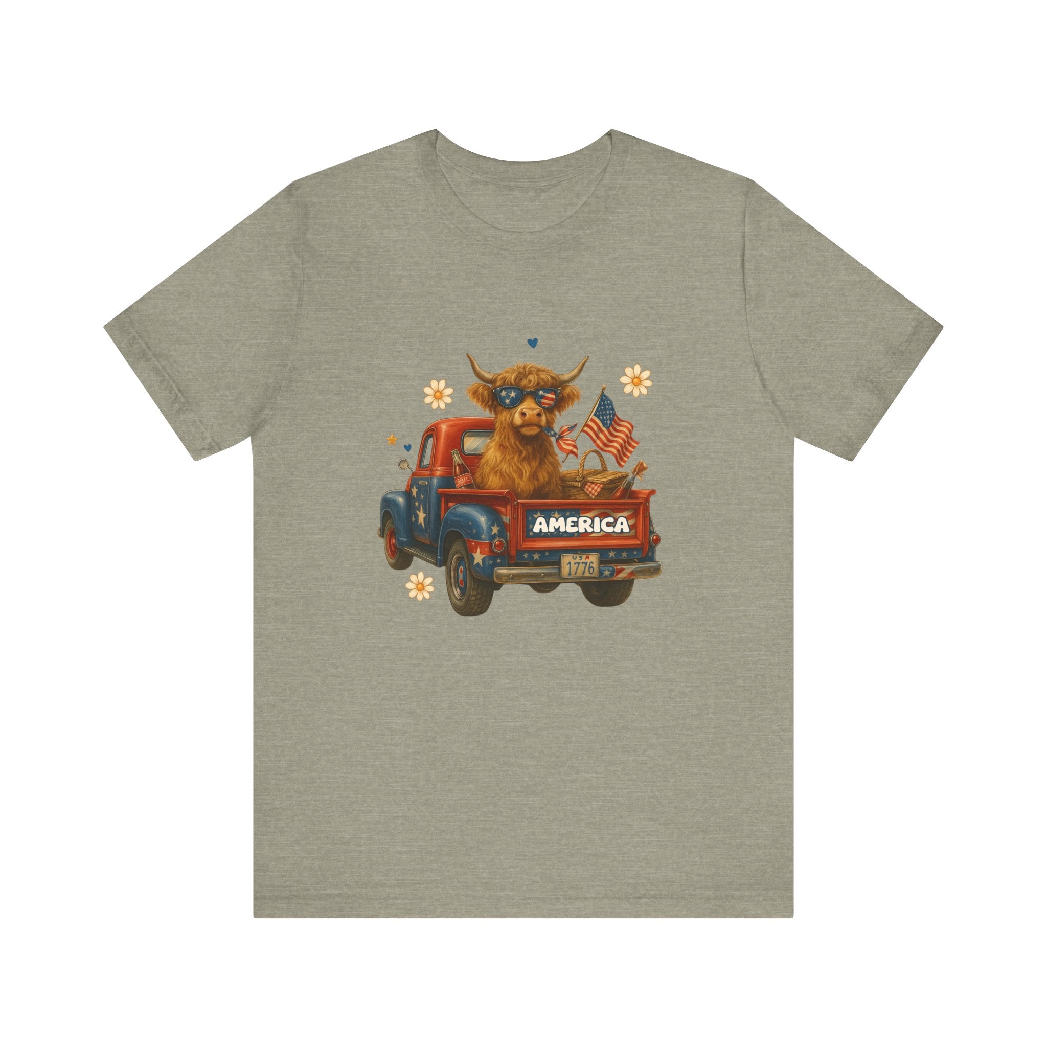 Highland Cow Fourth of July Funny Shirt, Scotland Farm Gift by PopCultureByDesign36