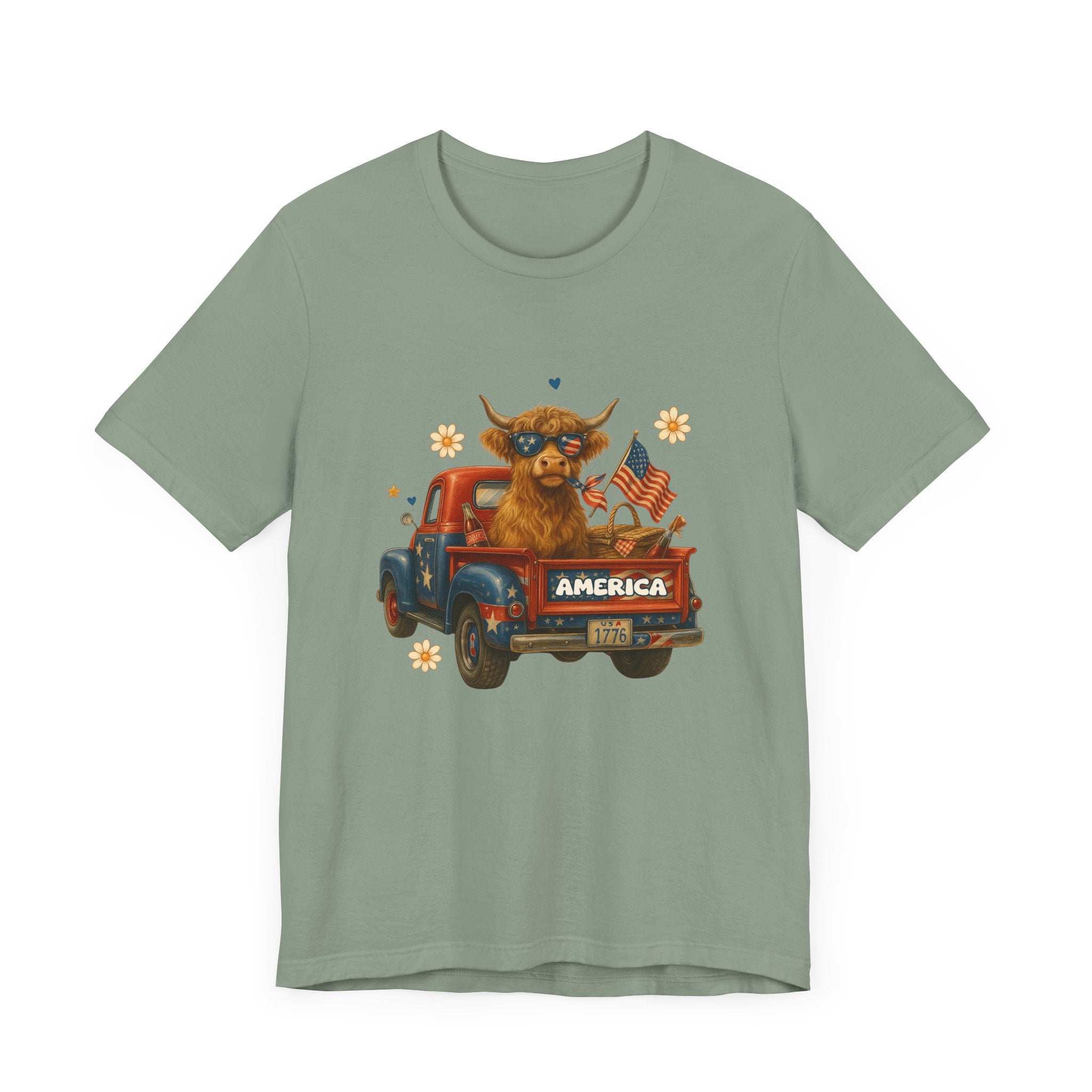 Highland Cow Fourth of July Funny Shirt, Scotland Farm Gift by PopCultureByDesign36