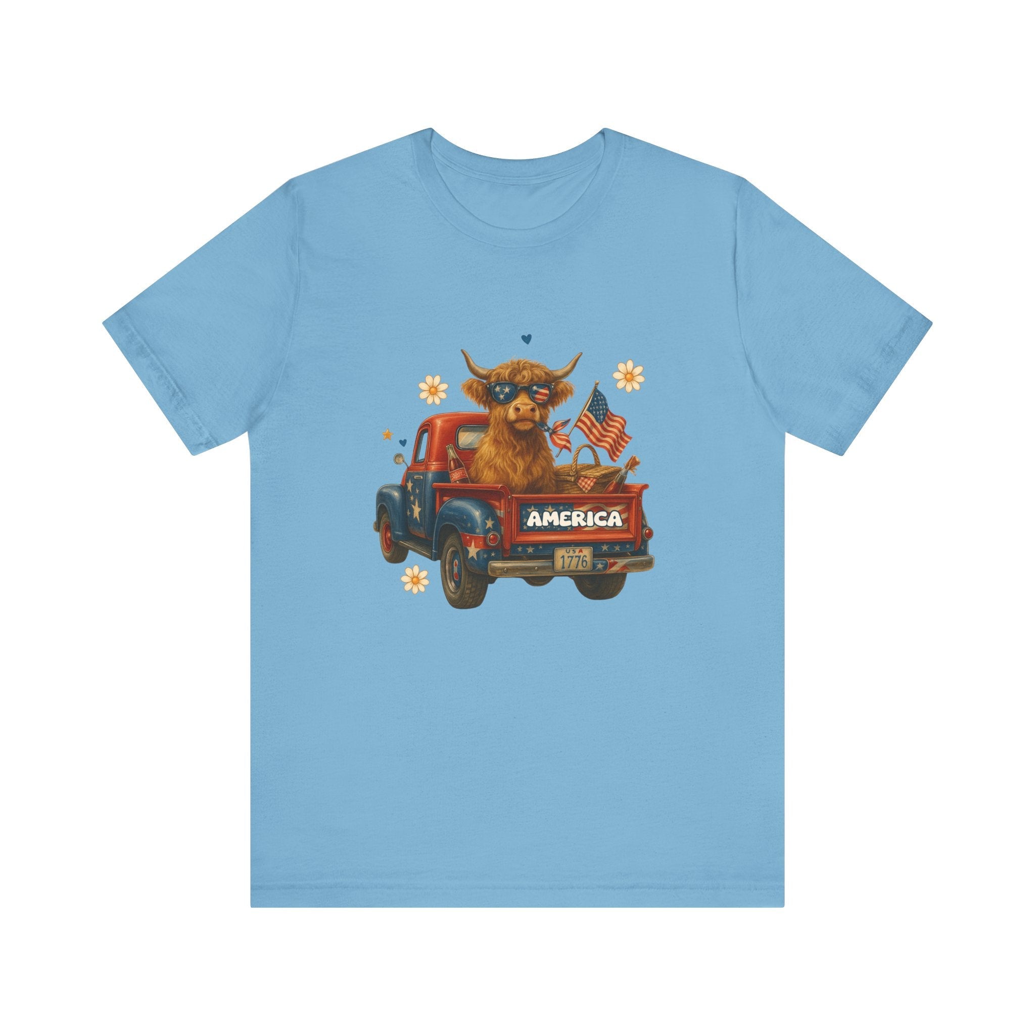 Highland Cow Fourth of July Funny Shirt, Scotland Farm Gift by PopCultureByDesign36