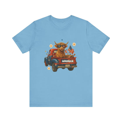 Highland Cow Fourth of July Funny Shirt, Scotland Farm Gift - Popbydesign