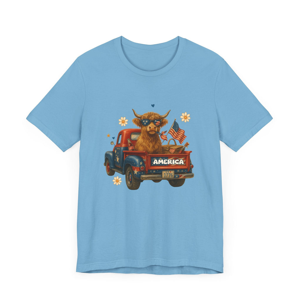 Highland Cow Fourth of July Funny Shirt, Scotland Farm Gift by PopCultureByDesign36