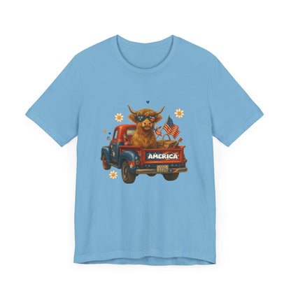 Highland Cow Fourth of July Funny Shirt, Scotland Farm Gift - Popbydesign
