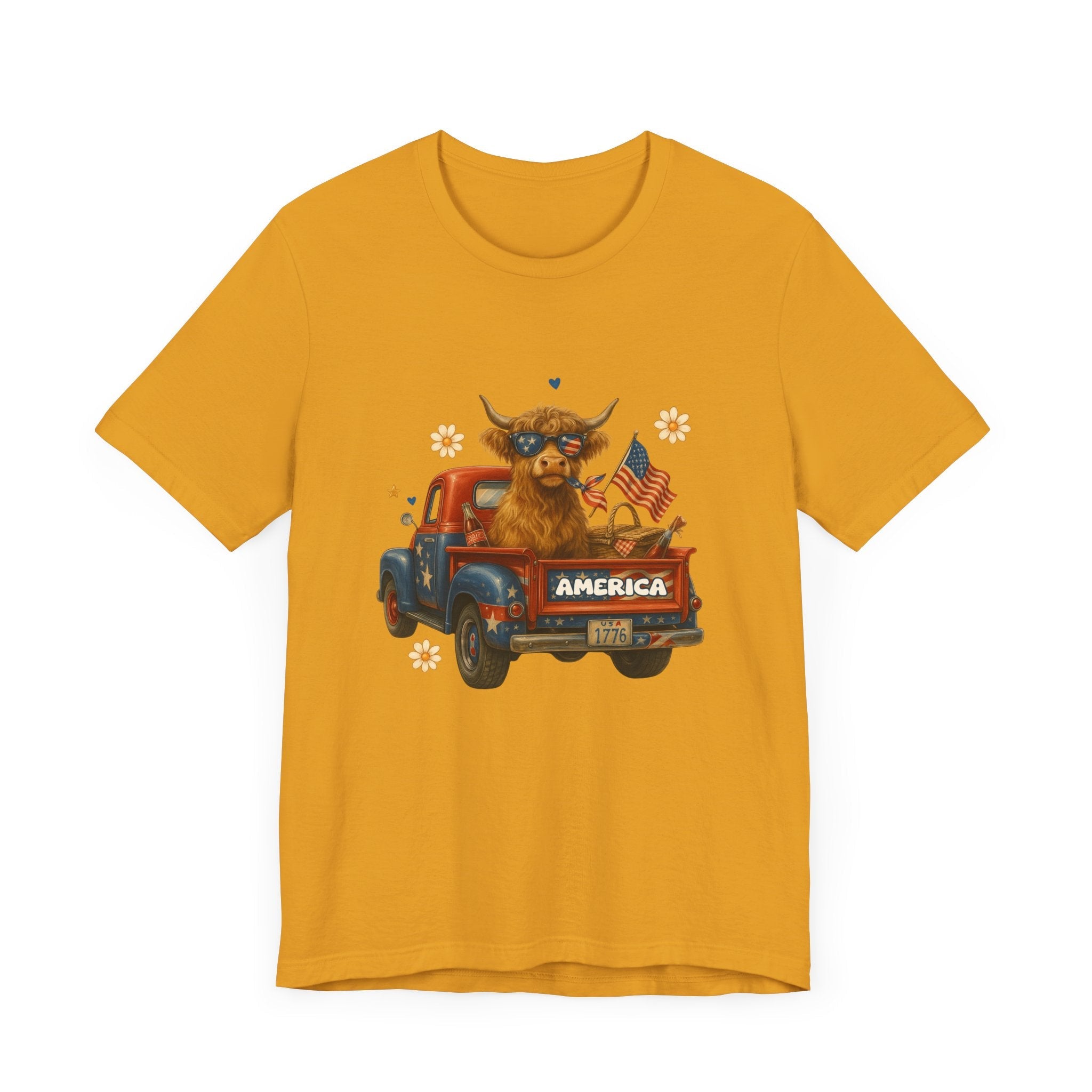 Highland Cow Fourth of July Funny Shirt, Scotland Farm Gift by PopCultureByDesign36