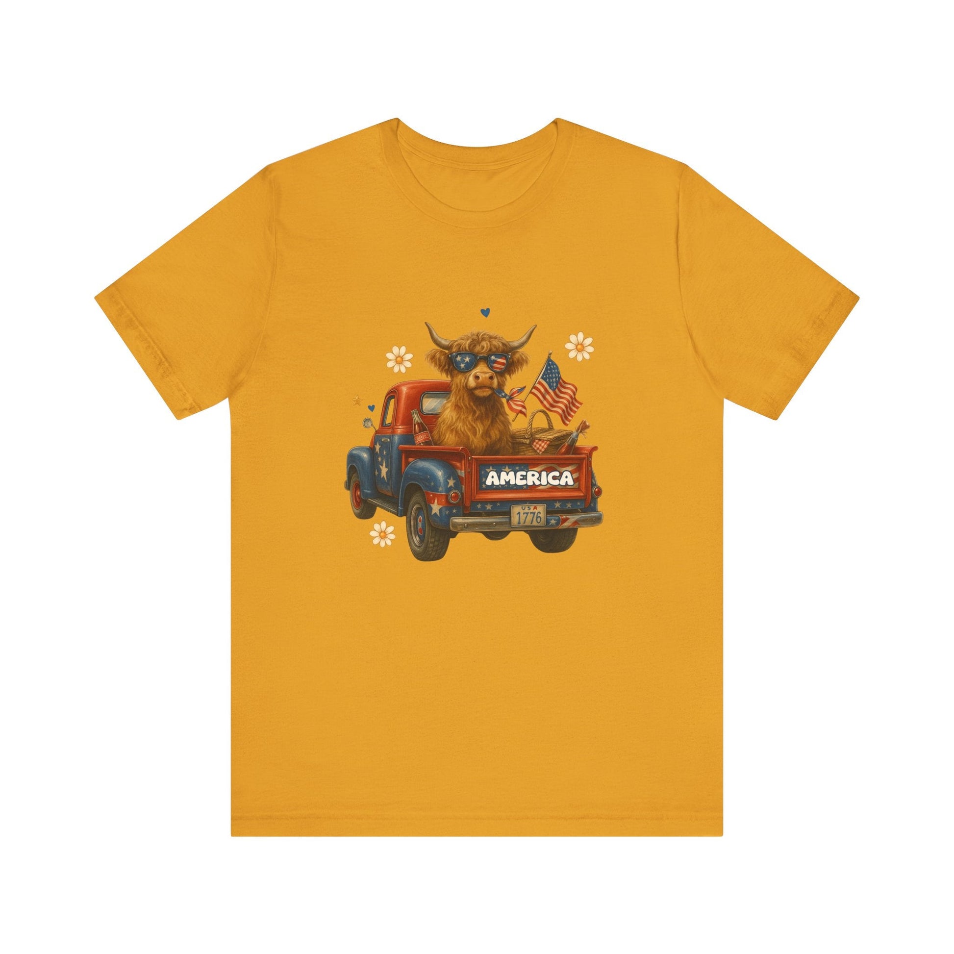 Highland Cow Fourth of July Funny Shirt, Scotland Farm Gift - Popbydesign