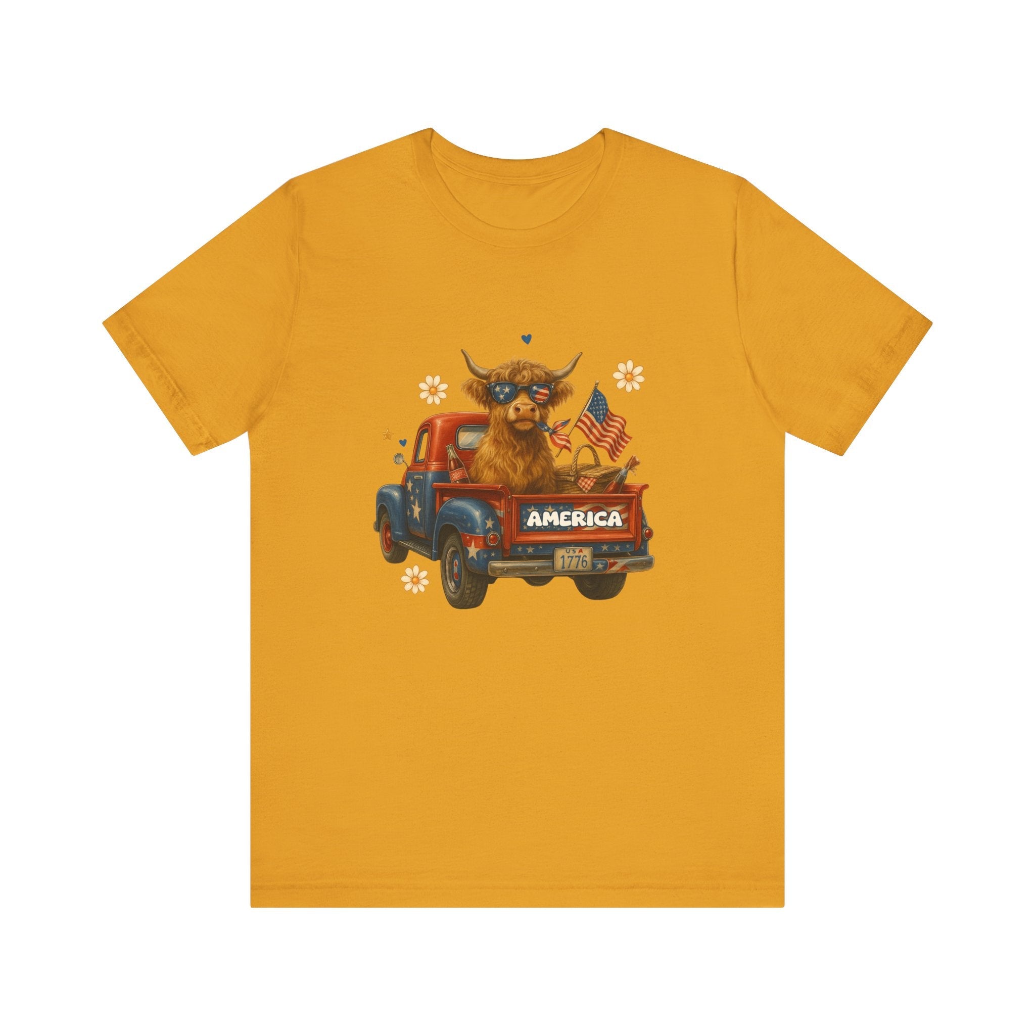 Highland Cow Fourth of July Funny Shirt, Scotland Farm Gift by PopCultureByDesign36