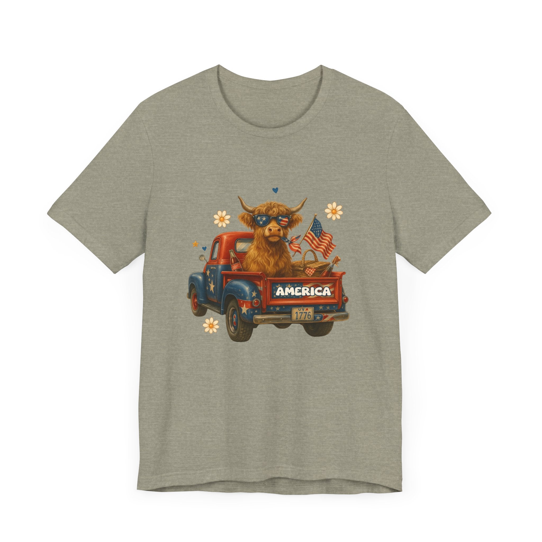 Highland Cow Fourth of July Funny Shirt, Scotland Farm Gift by PopCultureByDesign36