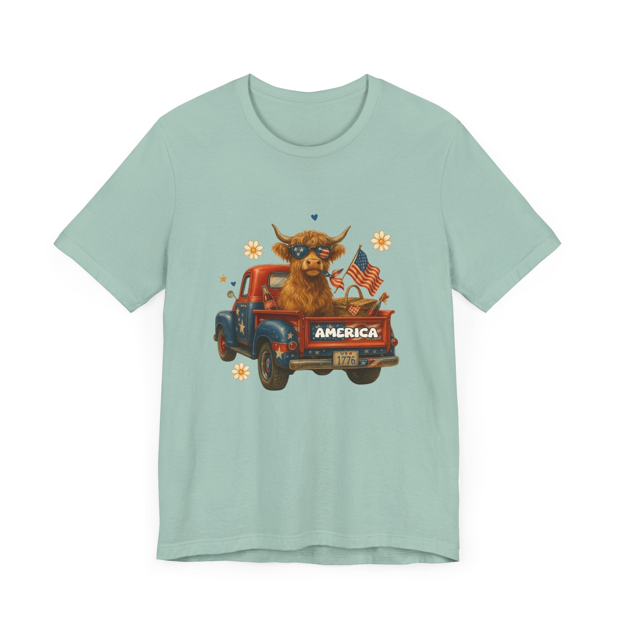 Highland Cow Fourth of July Funny Shirt, Scotland Farm Gift by PopCultureByDesign36
