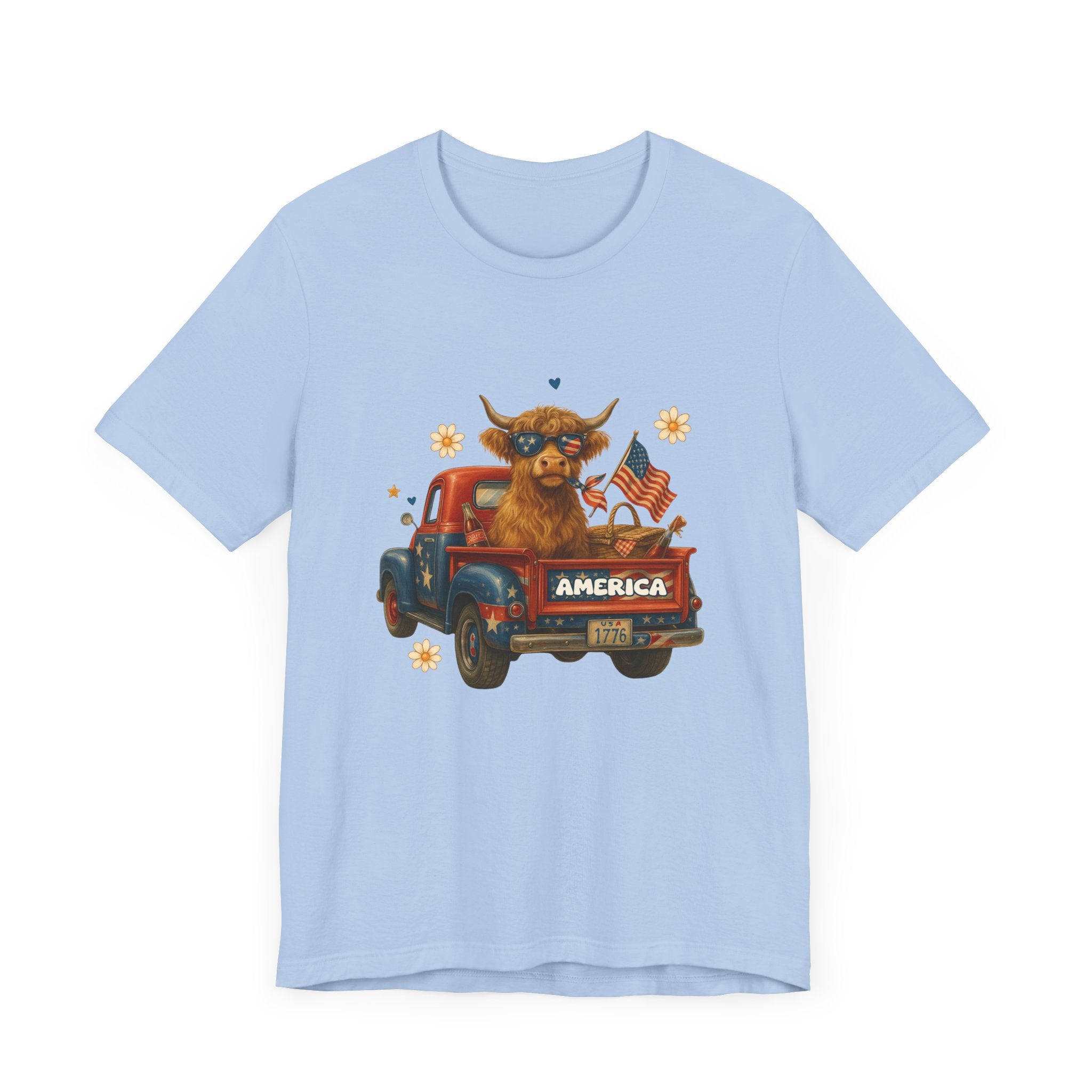 Highland Cow Fourth of July Funny Shirt, Scotland Farm Gift by PopCultureByDesign36