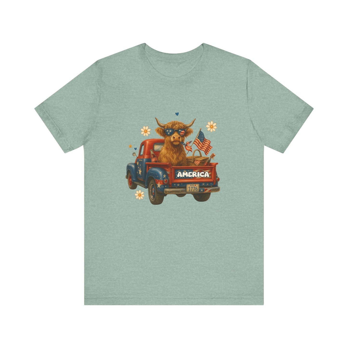 Highland Cow Fourth of July Funny Shirt, Scotland Farm Gift - Popbydesign