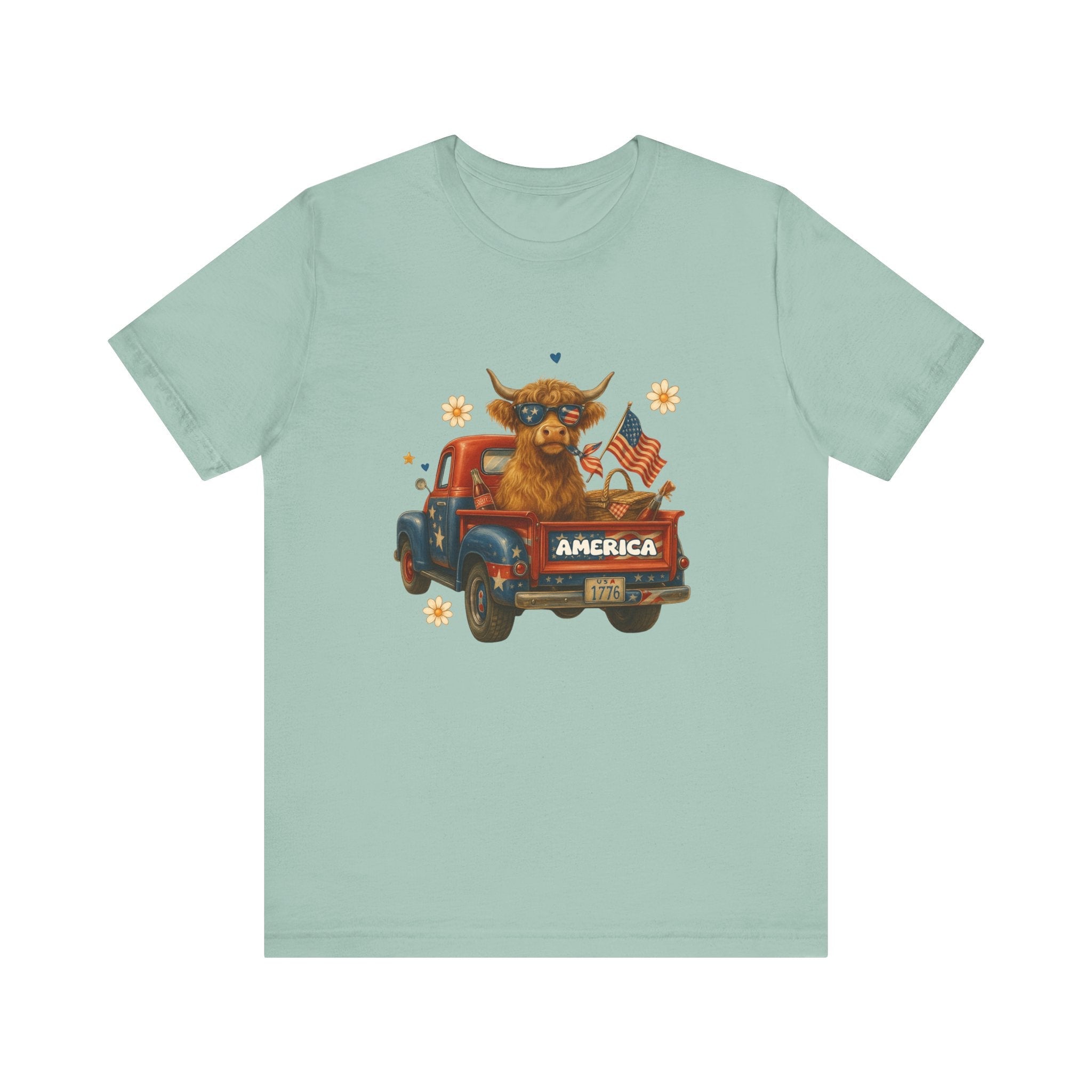 Highland Cow Fourth of July Funny Shirt, Scotland Farm Gift by PopCultureByDesign36