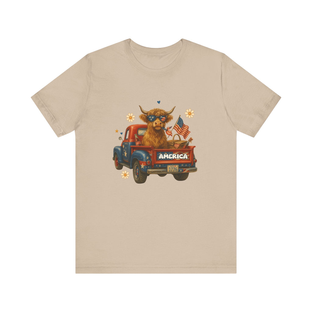 Highland Cow Fourth of July Funny Shirt, Scotland Farm Gift by PopCultureByDesign36