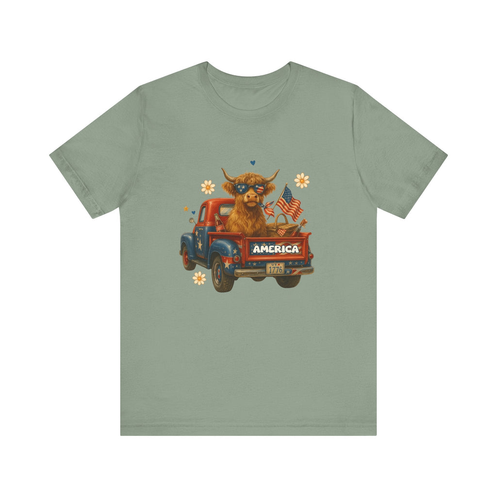 Highland Cow Fourth of July Funny Shirt, Scotland Farm Gift by PopCultureByDesign36